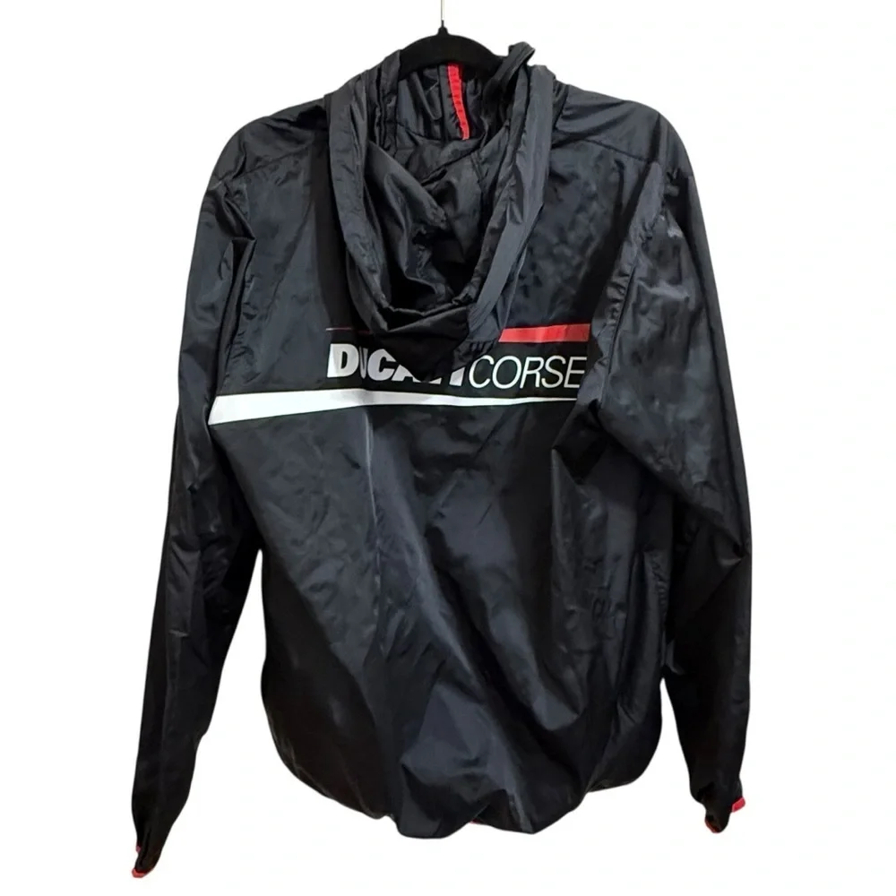 Ducati Corse nylon track jacket windbreaker zip up with packable hood size XL